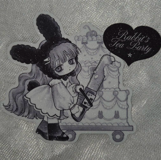 Dawnitive Wave Rabbit's Tea Party Sticker Sheet Black