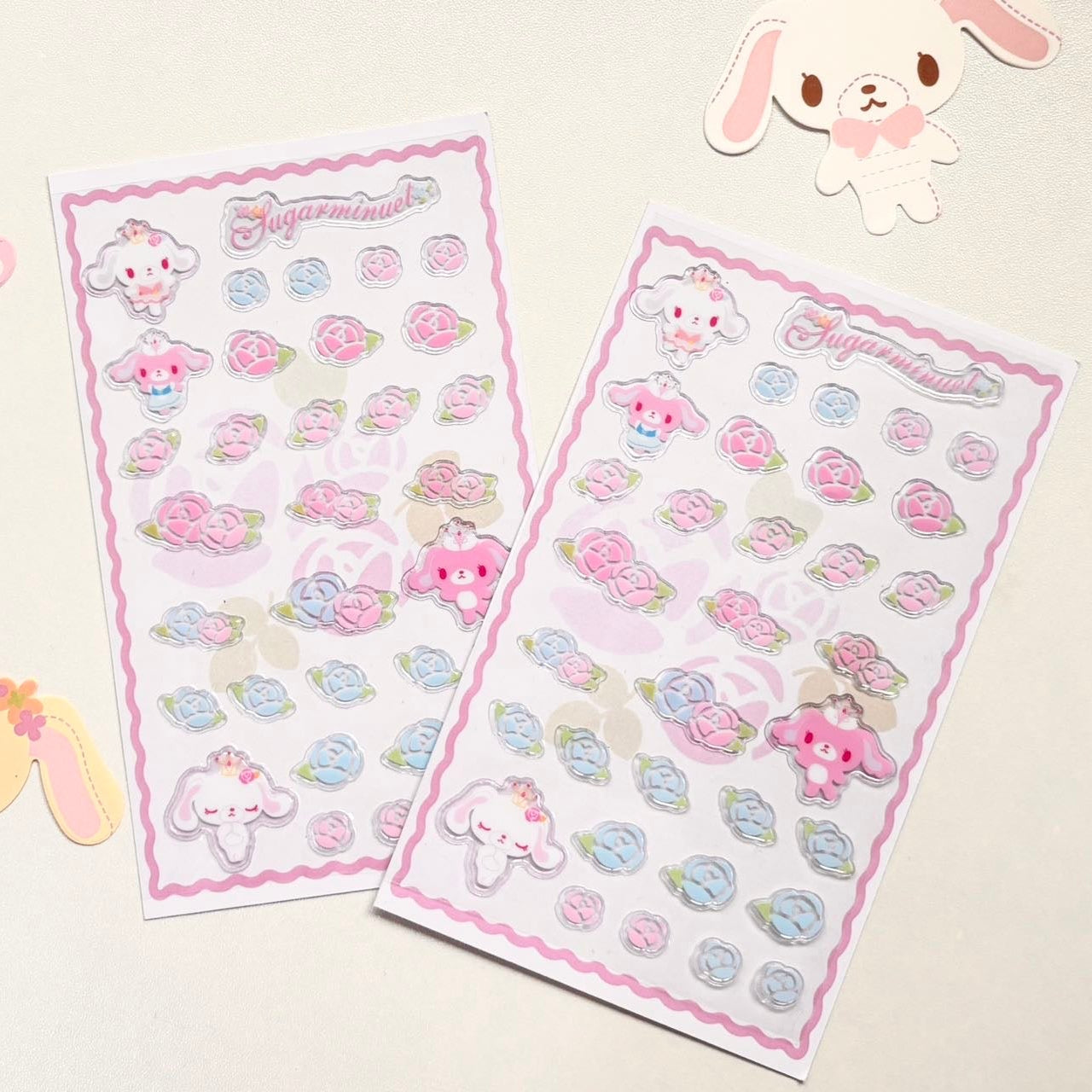 Bunny Rose Resin Sticker