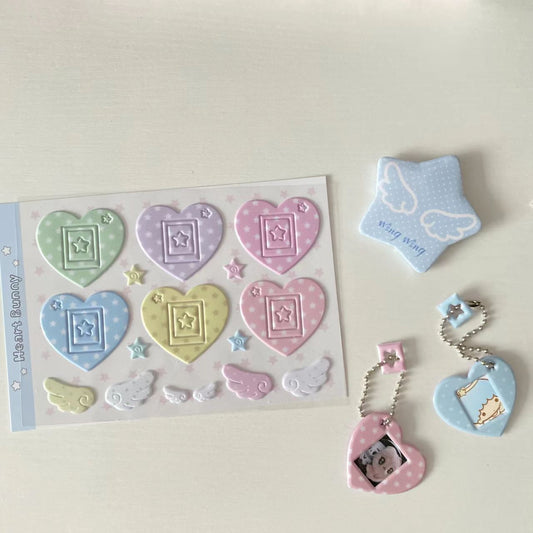 Heart Bunny Heart Shape DIY Puffy Sticker