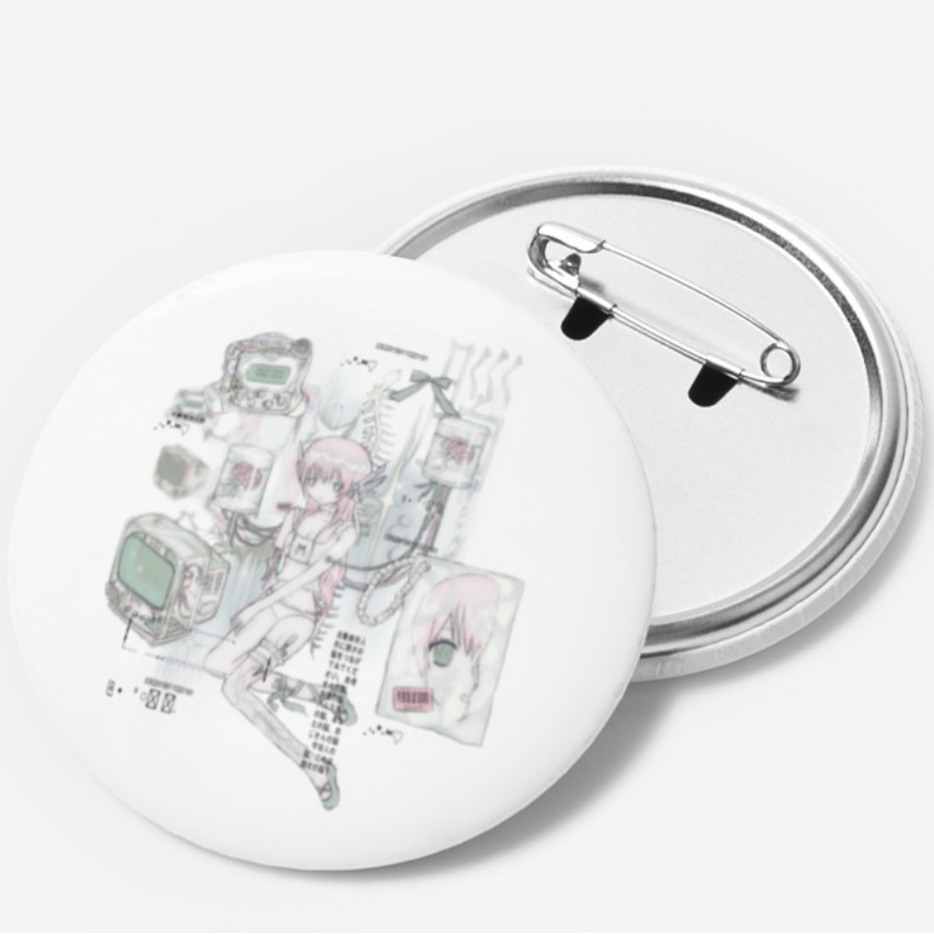 Milky Heart Electric Angel Pin Button
