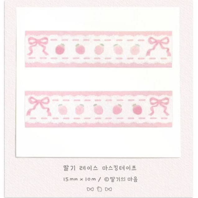 Berryheart Strawberry Lace Masking Tape