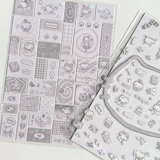 White Cat Deco Sticker