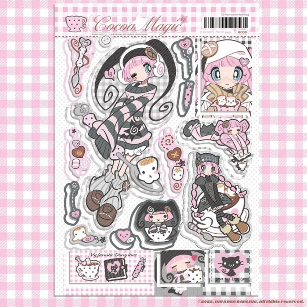 Invader Darling Cocoa Magic Pink Sticker
