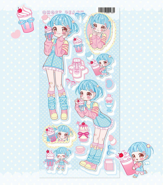 Ghost Peach Pink Soda Cream Sticker