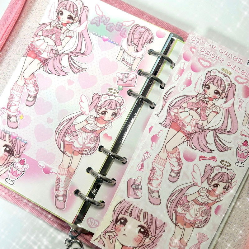 Ghost Peach Angel Girl Sticker