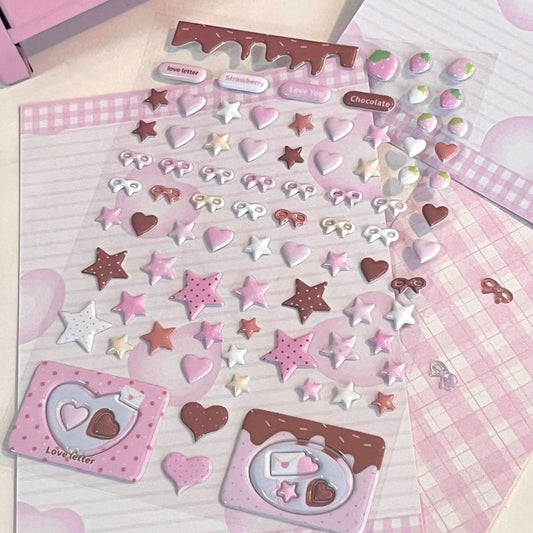 Eating Cookies Strawberry Chocolate Puffy Sticker