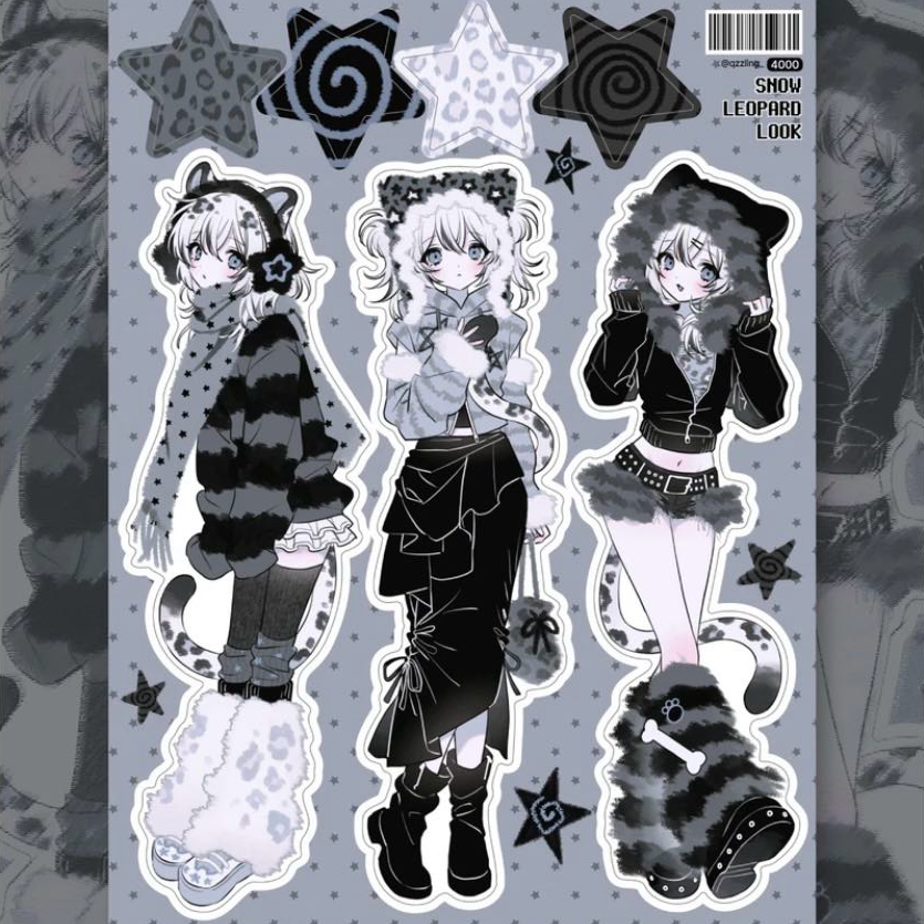 Qzzling Snow Leopard Outfit Sticker