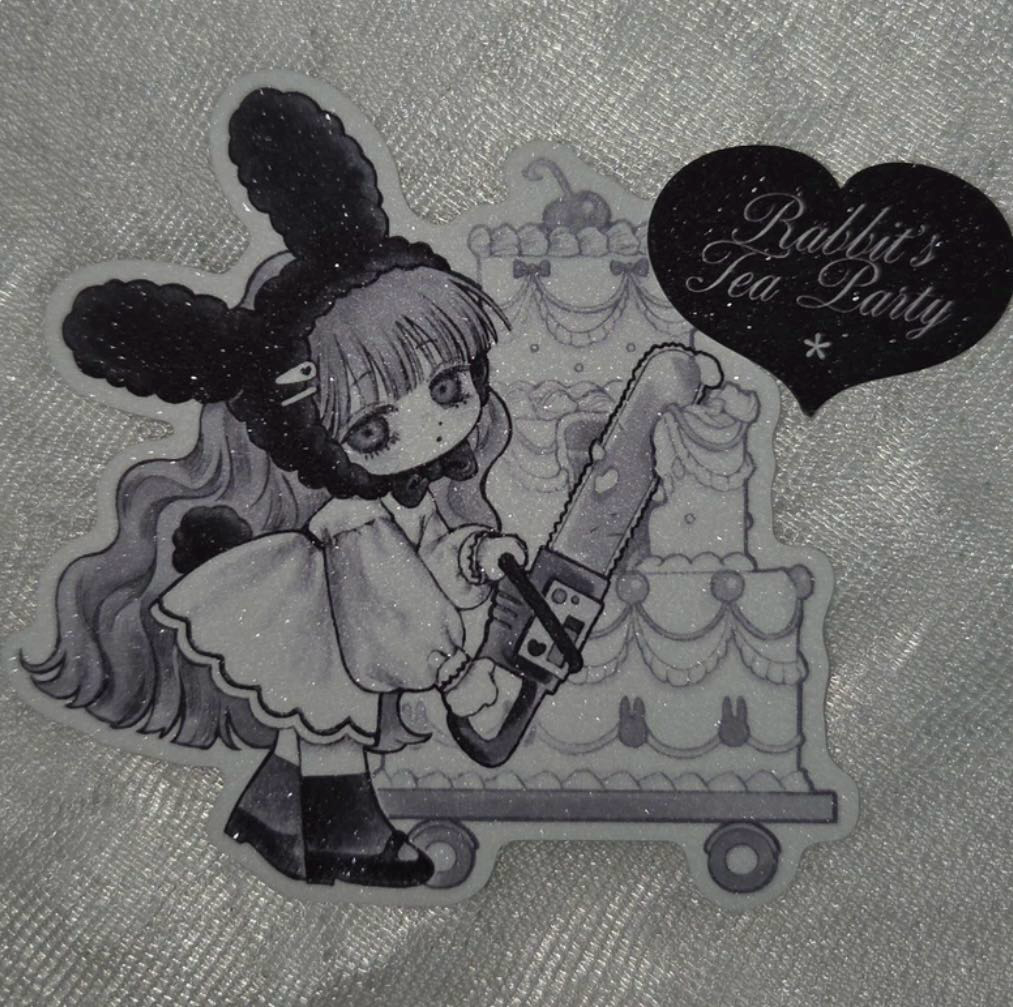 Dawnitive Wave Rabbit's Tea Party Sticker Sheet Black