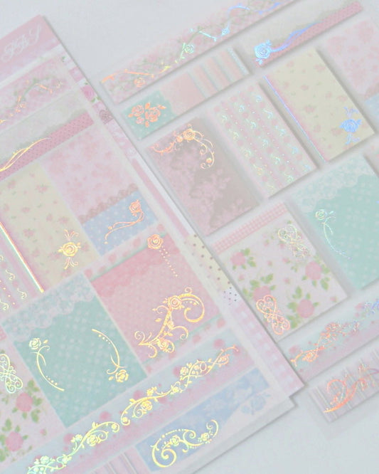 Pearly Button Antique Rose Pattern Sticker