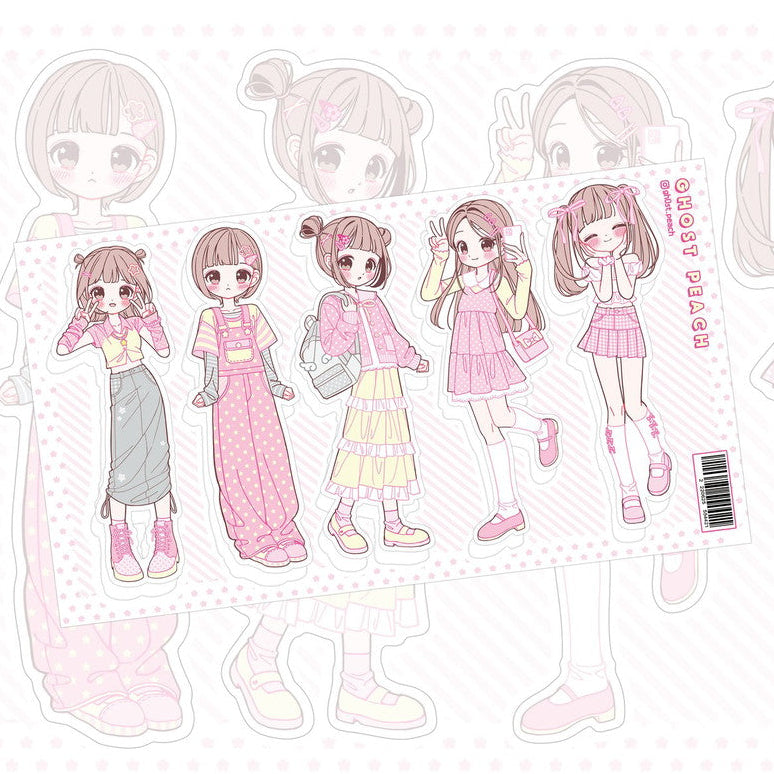 Ghost Peach Spring OOTD Sticker