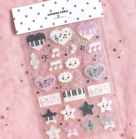 [Angora Lora] Black Heart Note Sticker