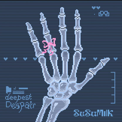 Sweet Ribbon Skeleton Pixel Raster Card