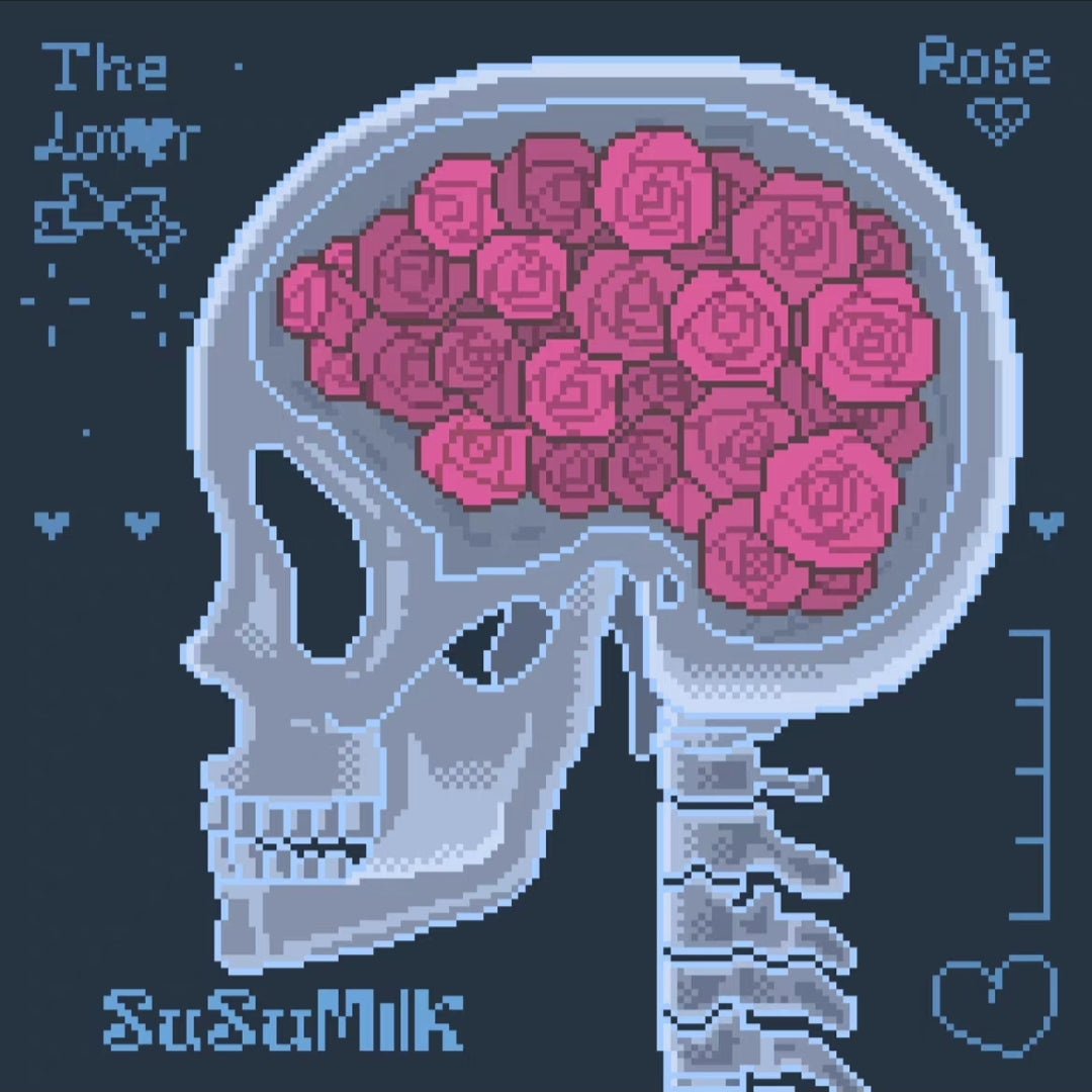Sweet Ribbon Skeleton Pixel Raster Card