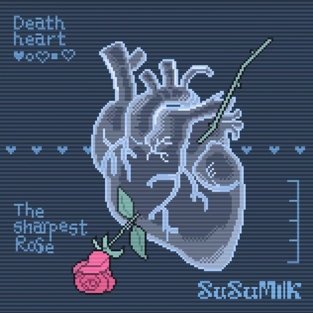 Sweet Ribbon Skeleton Pixel Raster Card