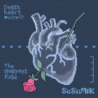 Sweet Ribbon Skeleton Pixel Raster Card
