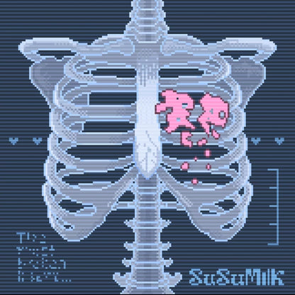 Sweet Ribbon Skeleton Pixel Raster Card