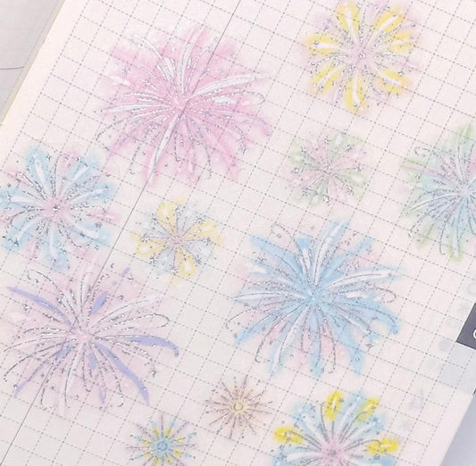 Pearly Button Twinkle Fireworks Kiss Cut Masking Tape  [1 Loop Sample]