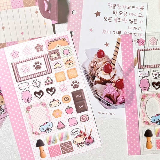 Tooth Store A7 Hot Chocolate Sticker - Pink
