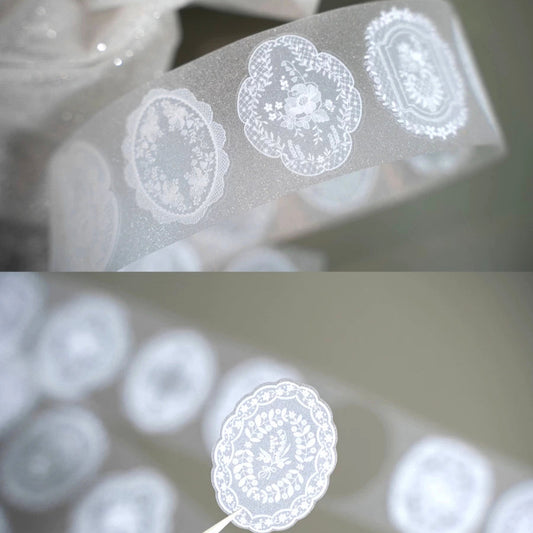 Hoshi Lace Label Kiss Cut Tape - White