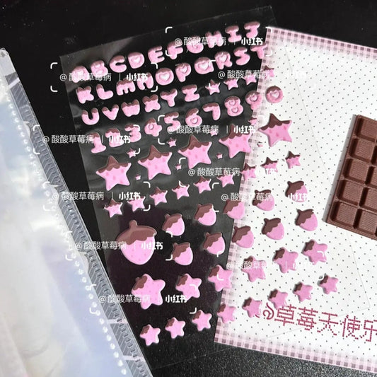 Strawberry Land Puffy Letter Sticker