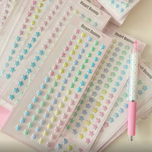 Heart Bunny Cream Star Puffy Sticker