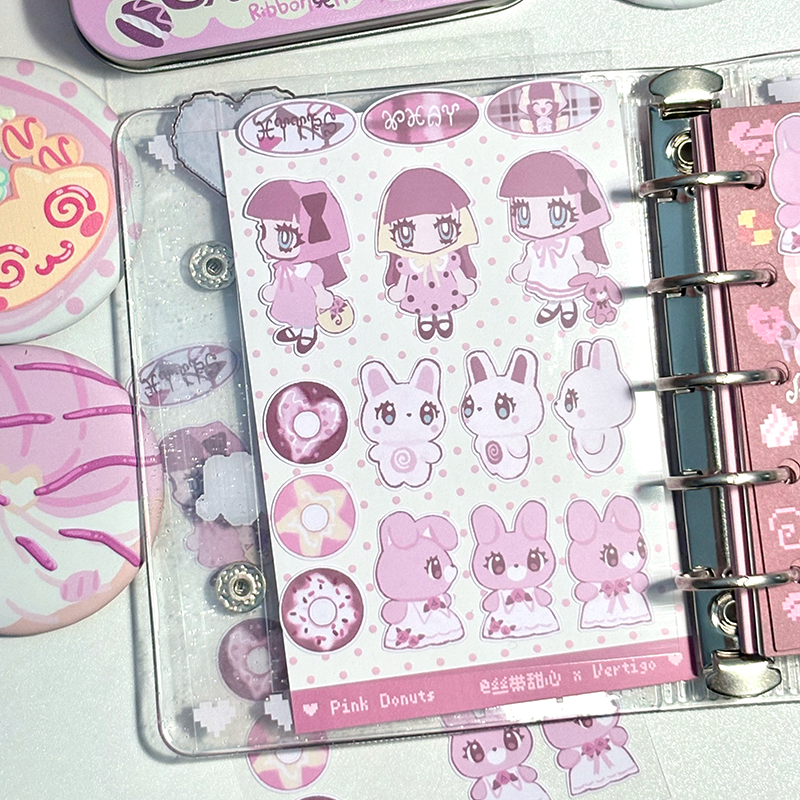 Ribbon Honey Pink Donuts Sticker