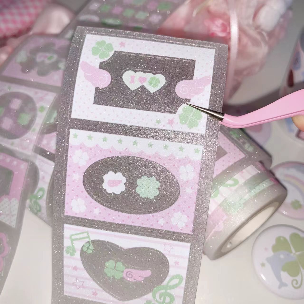 PakuPaku Lucky Clover Kiss Cut Clear Tape