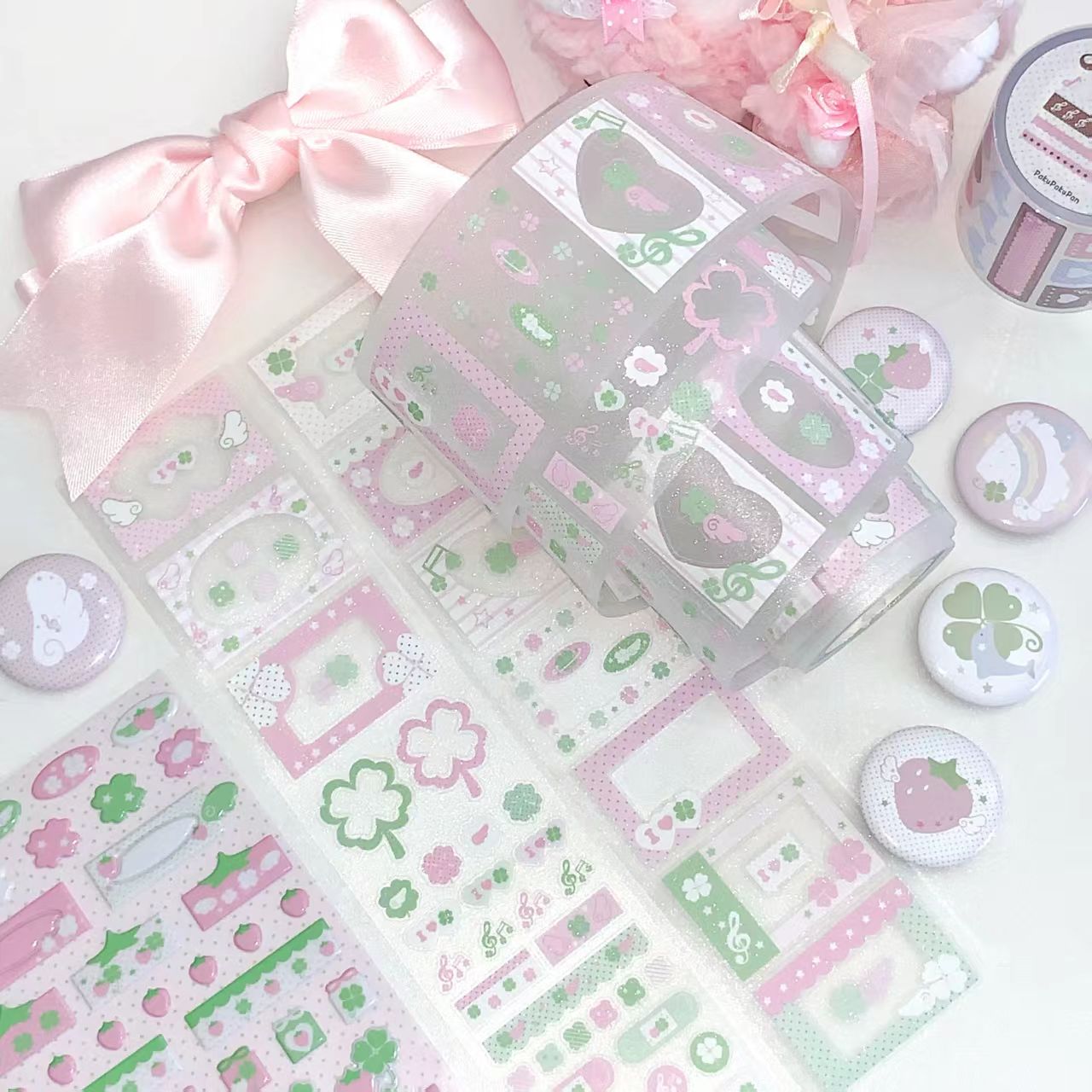 PakuPaku Lucky Clover Kiss Cut Clear Tape