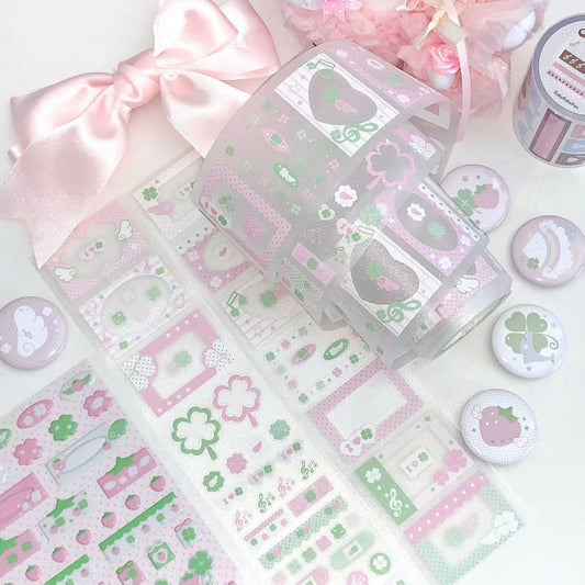 PakuPaku Lucky Clover Kiss Cut Clear Tape