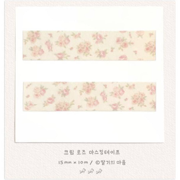 Berryheart Cream Rose Masking Tape