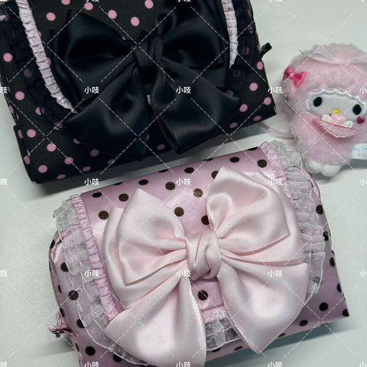 [Handmade] Ribbon Dot Pouch