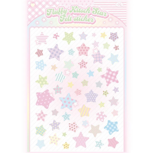 Pearly Button Fluffy Kitsch Star Felt Sticker