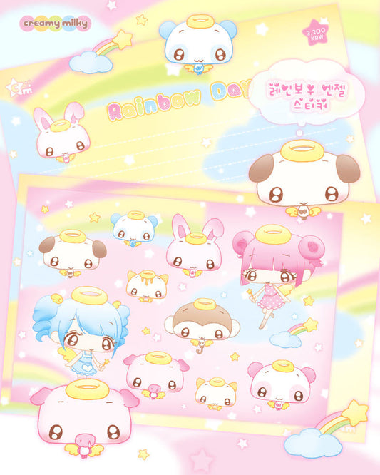 Creamy Milky Rainbow Angel Sticker