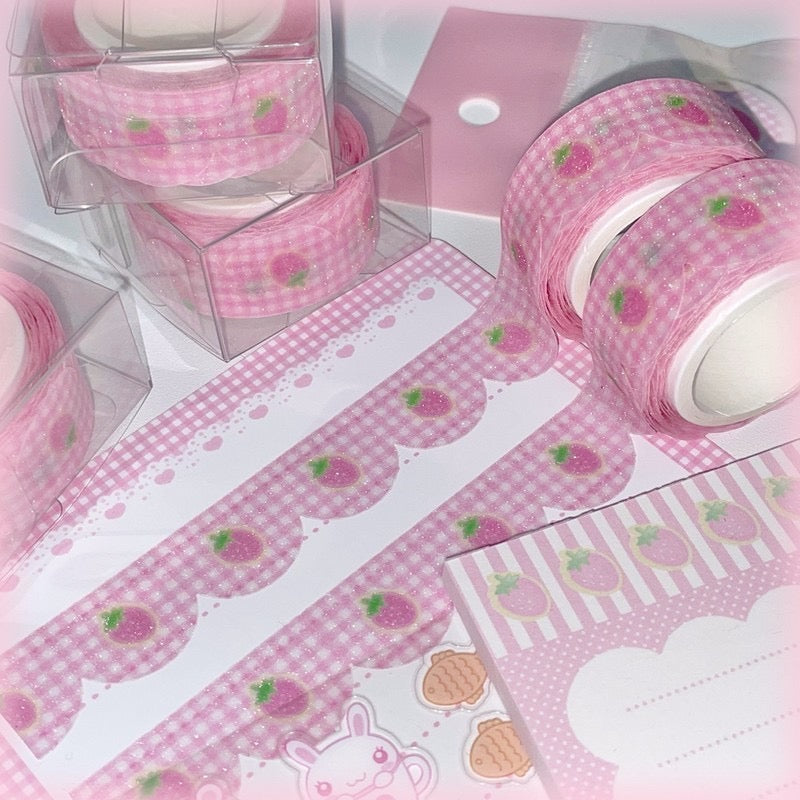 [Wansoclub] Strawberry Gliter Washi Tape