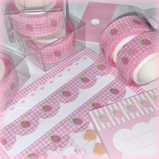 [Wansoclub] Strawberry Gliter Washi Tape