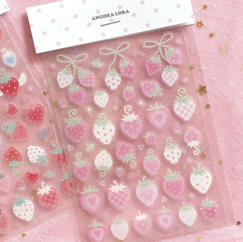 [Angora Lora] Curly Strawberry Sticker