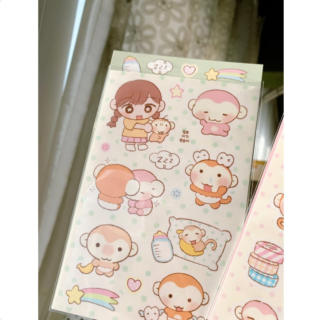 Pinkrue Monkey Baby Sticker Pack