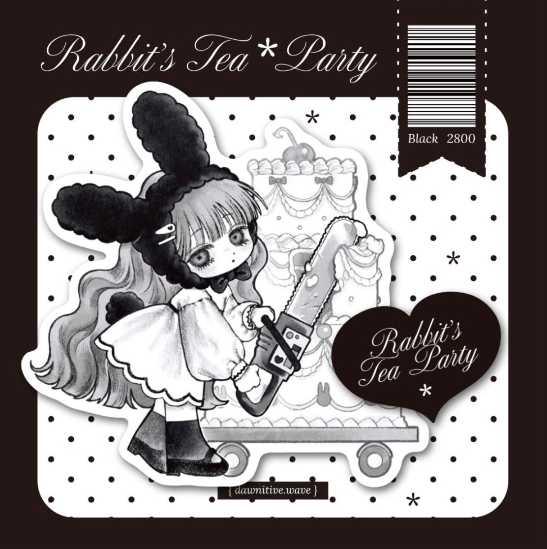 Dawnitive Wave Rabbit's Tea Party Sticker Sheet Black
