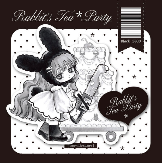 Dawnitive Wave Rabbit's Tea Party Sticker Sheet Black