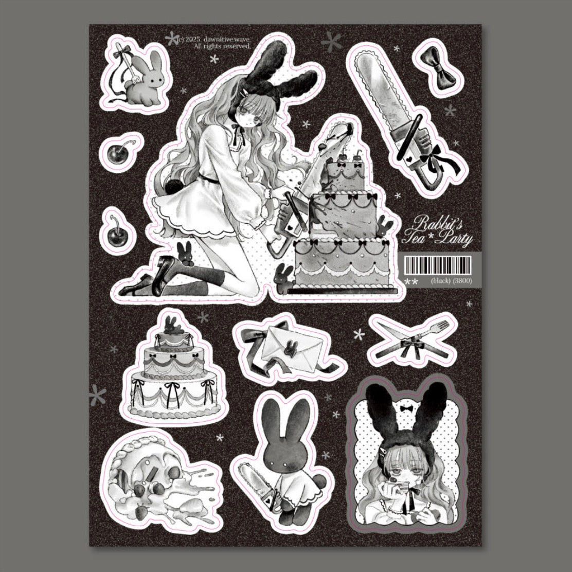 Dawnitive Wave Rabbit's Tea Party Black Sticker