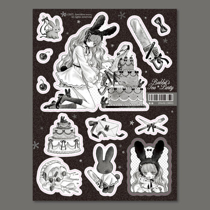 Dawnitive Wave Rabbit's Tea Party Black Sticker