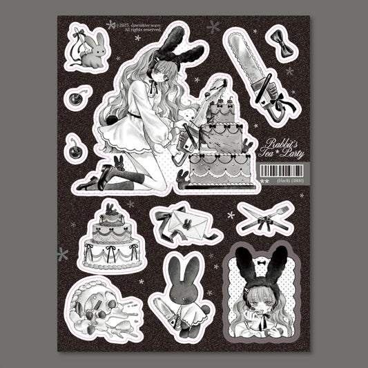 Dawnitive Wave Rabbit's Tea Party Black Sticker