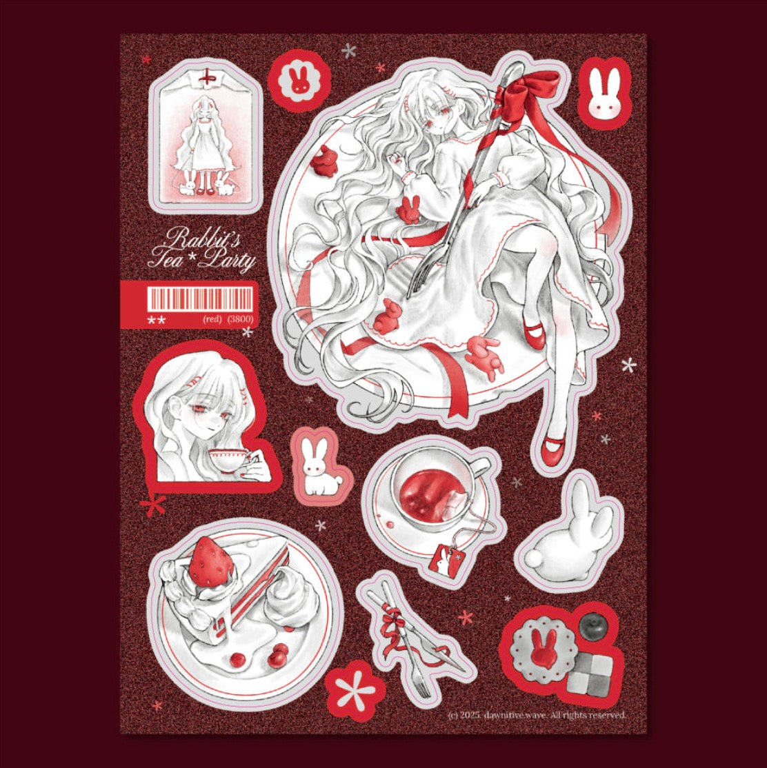 Dawnitive Wave Rabbit's Tea Party Red Sticker