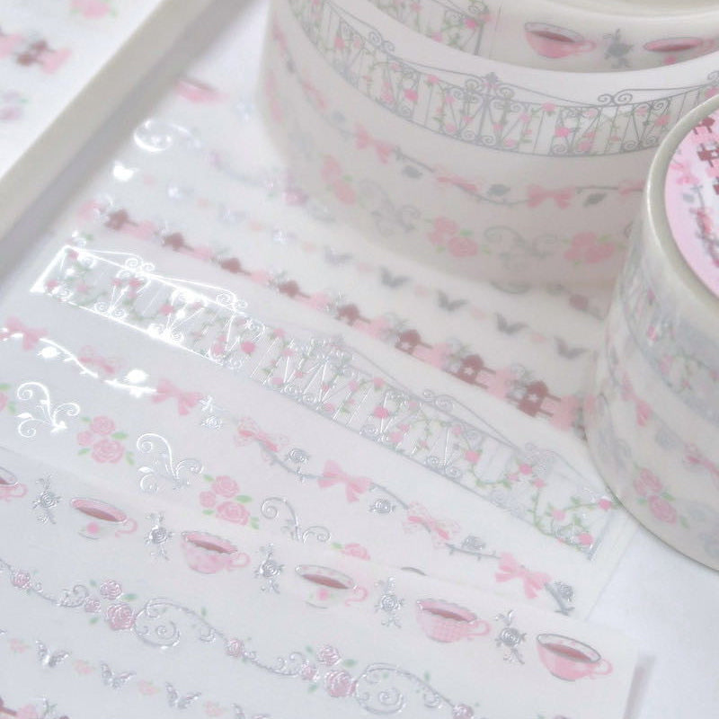 [Pearly Button] Rose Coffee Kiss Cut Tape