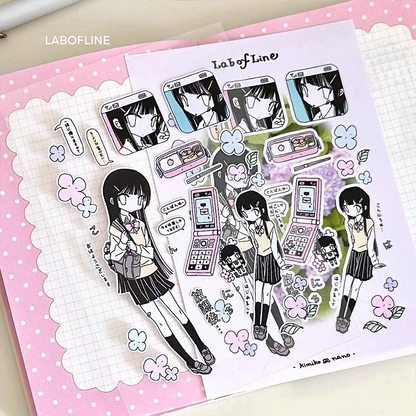 Lab of Line Clover Flower Sticker