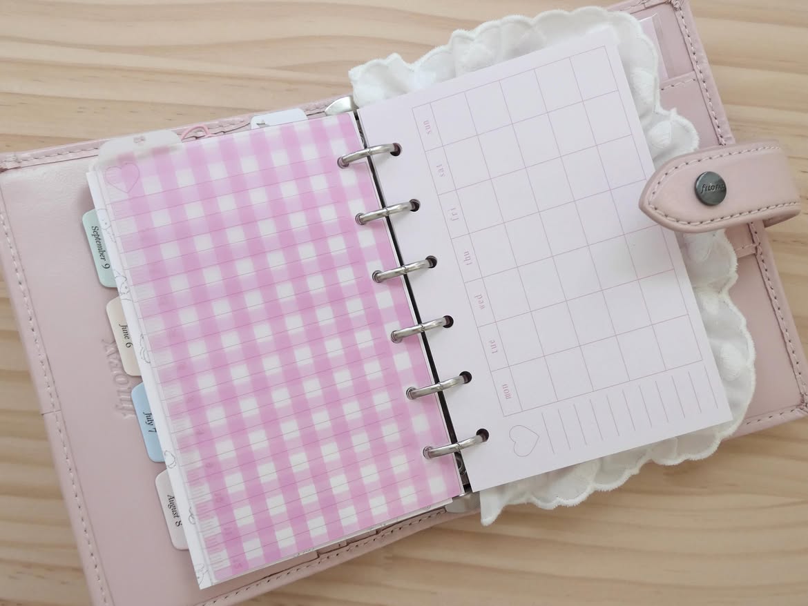[Sweets Shop] A7 Pink Monthly&Weekly Fold Refill Page