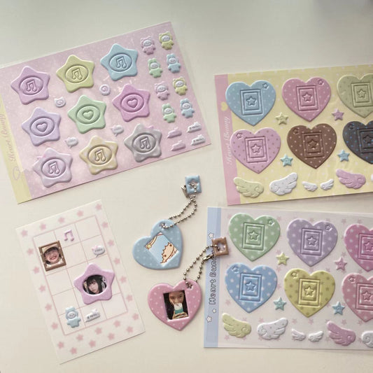 Heart Bunny Heart Shape DIY Puffy Sticker