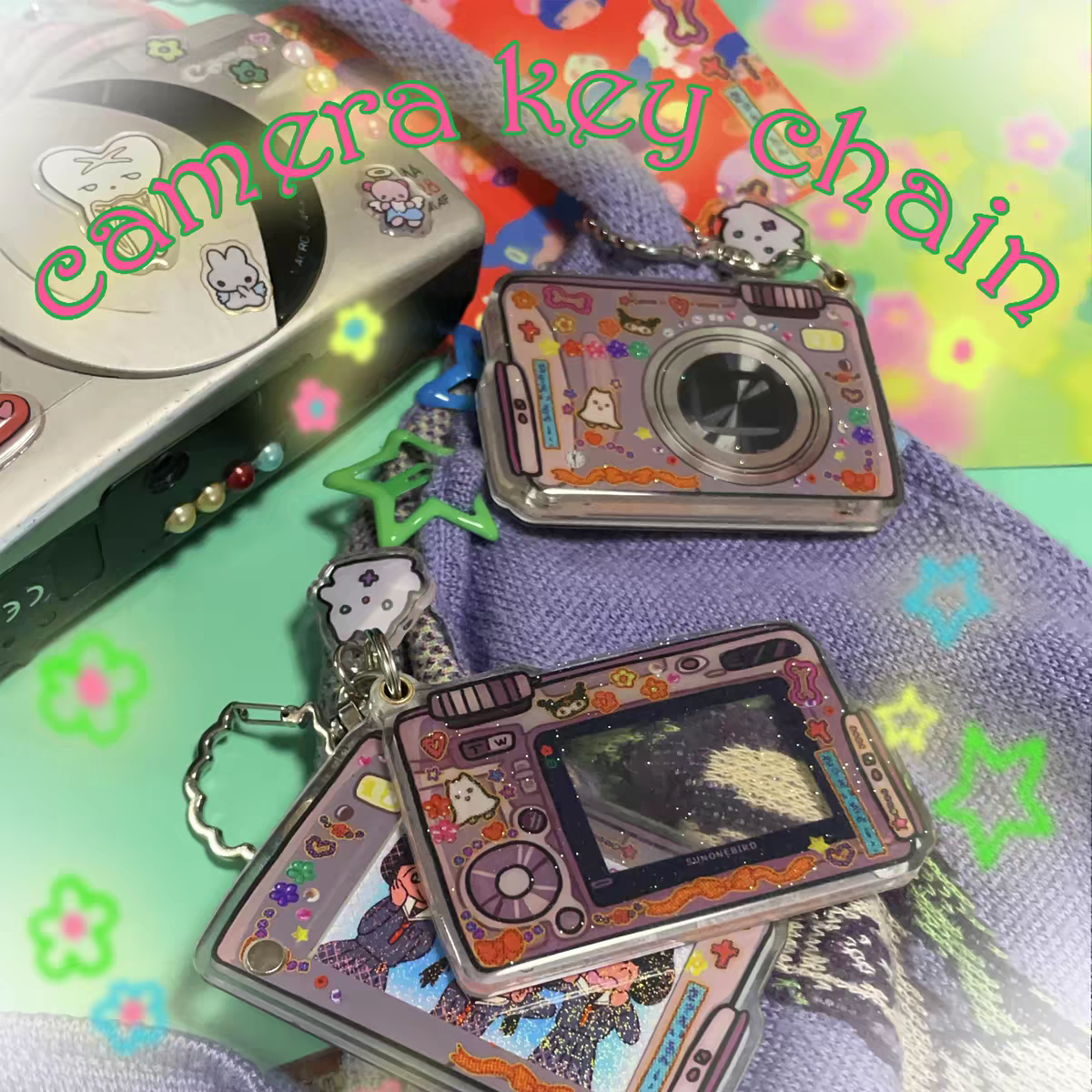 Sunonebird Glitter Camera Keychain