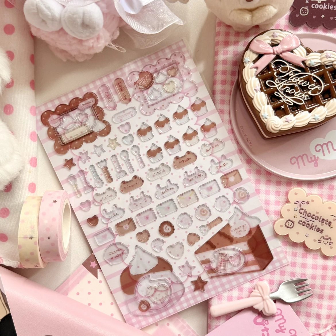 v Cream Cake Puffy Sticker
