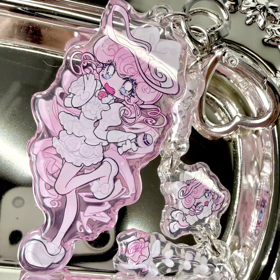 Lingqiqi Sweet Heart Pink Keychain